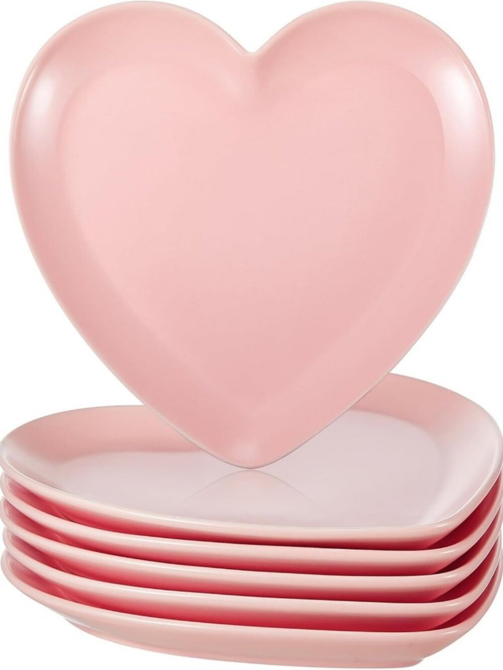 Cute Heart Shaped Ceramic Plates Set - 12 Pcs 7.4 Inch Porcelain Dishes for